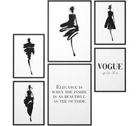 Papierschmiede® Set Mood Posters, Tableau Décoration Murale sans cadres « Coco Shapes » Bureau, Salon, Deco Chambre Parentale, Cuisine, 2x A2 et 4x A3, noir blanc silhouette Mode
