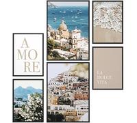 Papierschmiede® Set Mood Posters, Tableau Décoration Murale sans cadres « La Dolce Vita » Bureau, Salon, Deco Chambre Parentale, Cuisine, 2x A4 et 4x A5, Italie plage mer vacances