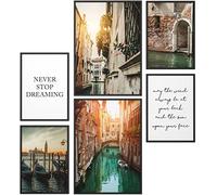 Papierschmiede® Set Mood Posters, Tableau Décoration Murale sans cadres « Venise » Bureau, Salon, Deco Chambre Parentale, Cuisine, 2x A4 et 4x A5, l'eau ville Italie