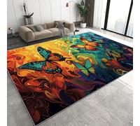 Papillon Art Tapis de Couloir Long 100x200 cm 3D Abstrait Peinture à l'huile Moderne Tapis de Chevet Grand Flanelle Antidérapant Lavable Poil Court Rug pour Chambre Couloir Q-11