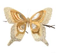 Papillon décoratif en polycarbonate pailleté pour arbre Doré 25 cm