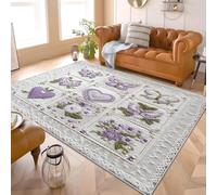 Papillon en Forme de CœUr TricotéTapis de Salon et Chambre 180x240 cm Facile d’Entretien, Dos Antidérapant TPR Violet Tapis Moderne à Poils Courts, Adapté pour Bureau, Enfants et Animaux