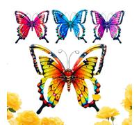 Papillon Métallique Clôture rustique décorative colorée 4 pièces | Panneau Mural Papillon Pour Extérieur Pour Clôture, Jardin, Patio, Pelouse, Cour, Parterre de Fleurs, Balcon et