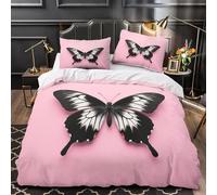 Papillon Noir Housse de Couette 150x200 Parures de Lit 1 Personne Imprimé 3D Microfibre Douce Animaux Housses Couette avec 2 Taies d'oreiller et Fermeture Éclair k.4497
