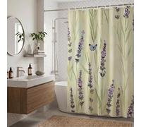 Papillon Rideau de Douche 160x200cm Rideaux de Douche Fleur, Tissu Polyester Imperméable Salle de Bain Lavable en Machine Rideau Baignoire Anneaux Accessoires Baignoire ZO-297