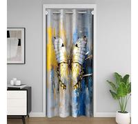 Papillons Rideau de Porte 106x203cm Abstract Rideau Occultant Rideaux Moderne Art Rideaux Interieur Salon Chambre Romantique Jaune Bleu Gris Rideaux Exterieur d'entrée