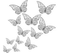 Papillons sur le mur x12 MARIAGE Argent v2