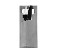 Papstar - 1 x 520 Pochettes à couverts 20 cm x 8,5 cm gris serviette blanche 33 x 33 cm 2 plies incluse