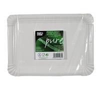 Papstar 11074 Lot de 250 assiettes jetables carrées en carton 100% fibres fraîches 16,5 x 23 cm Qualité alimentaire compostable pour fêtes, anniversaires, fêtes de jardin