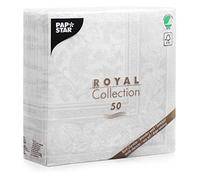 Papstar 11682 Royal Collection Ornaments Lot de 50 Serviettes de Table Pliage 1/4 Blanc 40 x 40 cm