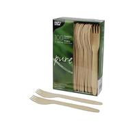 Papstar #18199 Lot de 100 fourchettes jetables en Bois de Bouleau Clair Naturel pour Les barbecues ou Les Anniversaires