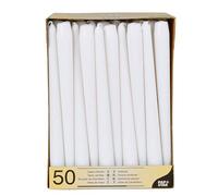 Papstar 50 Lot de 50 Bougies Lumineuses Ø 2,2 cm Blanc 25 cm