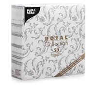 Papstar Serviettes Royal Collection Pliage 1/4 40 cm x 40 cm Gris damascato 50 serviettes