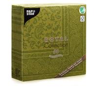Papstar, #81746 Lot de 50 serviettes « Royal Collection » - Pliées 1/4-40 x 40 cm - Vert olive