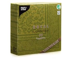 Papstar, #81746 Lot de 50 serviettes « Royal Collection » - Pliées 1/4-40 x 40 cm - Vert olive