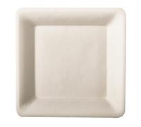 Papstar 82452 50 Assiettes Canne à Sucre Pure, Carré 15,5 x 15,5 cm, Blanc