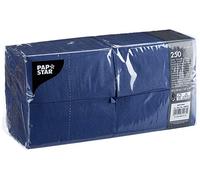 Papstar 84576 250 Serviettes Triple épaisseur Pli en 8 Bleu foncé 33 x 33 cm