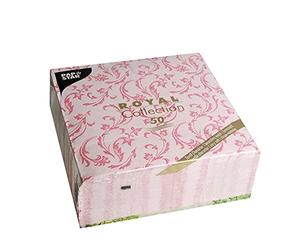 Papstar #85002 Lot de 50 Serviettes « Royal Collection » en Papier gaufrette à 6 Plis 40 x 40 cm Fuchsia Damascato