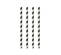 Paille en papier 'Stripes', 200 mm, noir/blanc