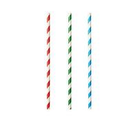 Papstar Pailles en papier Pure – Ø 8 mm 21 cm – Lot de 100, couleurs assorties « Stripes »