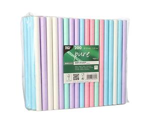 PAPSTAR 88024 Lot de 200 pailles à thé à bulles, en papier, diamètre : 12 mm, couleurs assorties, 20 cm, pour le thé à bulles, en papier,