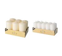 PAPSTAR - Bougie à flamme ø 60 x 115 mm - Lot de 6 - Crème & 10 bougies - Ø 40 mm x 90 mm - Blanc