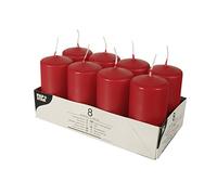 Papstar Bougie cylindrique en paraffine Ø 50 x 100 mm Rouge – Lot de 8