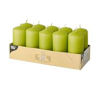 Papstar Bougies cylindriques Diamètre 40 mm Hauteur 90 mm Boîte de 10 Vert kiwi
