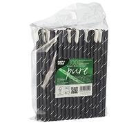 PAPSTAR Lot de 100 pailles en papier avec cuillère, diamètre 8 mm, 20 cm, noir/blanc 87991