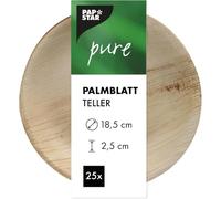PAPSTAR Lot de 25 assiettes rondes en feuille de palmier - Diamètre : 18,5 cm - 2,5 cm