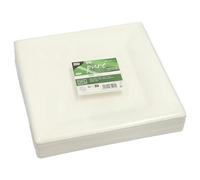 PAPSTAR Lot de 50 assiettes carrées en canne à sucre « pure » - 26 cm x 26 cm - Blanc