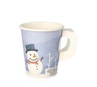 PAPSTAR Lot de 50 gobelets avec anse - En carton - 0,2 l - Diamètre : 8 cm - 9,3 cm - Bonhomme de neige - Jetables - En carton - Pour boissons chaudes - Pour vin chaud - Marché de Noël