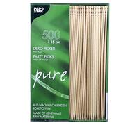 Papstar Lot de 500 brochettes en Bois Naturel Pur de 15 cm avec extrémité tournée, pour Les Amuse-Gueules, Les antipasti et Les Cocktails, Design élégant #81097