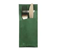 Papstar Lot de 520 pochettes à couverts 20 cm x 8,5 cm Vert foncé avec serviette blanche 33 x 33 cm