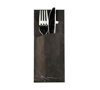 PAPSTAR Lot de 520 Sacs à Couverts avec 1 Serviette Noir 20 x 8,5 cm
