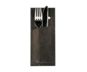 PAPSTAR Lot de 520 Sacs à Couverts avec 1 Serviette Noir 20 x 8,5 cm