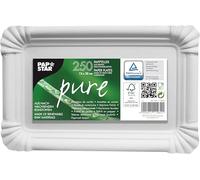 PAPSTAR Pure 11062 Lot de 250 assiettes carrées en carton blanc 13 x 20 cm