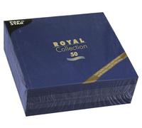 Papstar Serviettes Royal Collection 11605 – Lot de 50, pliées en 4 40 x 40 cm Bleu foncé