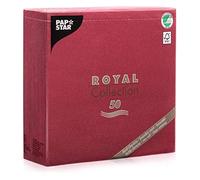 Papstar Serviette ROYAL Collection Pliage 1/4 40 x 40 cm Bordeaux Lot de 50