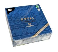 Papstar Serviette ROYAL Collection Ornaments Bleu foncé