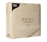 Papstar Serviettes Sable ROYAL Collection Leaves 40x40cm Lot 50 Pièces