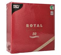 Papstar Serviette ROYAL Collection Pliage 1/4 40 x 40 cm Bordeaux Lot de 50