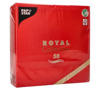 Papstar Serviette de table Royal Collection rouge non tissé en ouate 40 x 40 cm – Paquet de 50