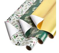 Papyrus Lot de 3 rouleaux de papier cadeau de Noël, houx, couronne, doré (67,5 m²)