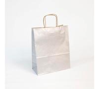 Paq.25 sacs kraft lisse, 22x10x27cm,Argt - Argent