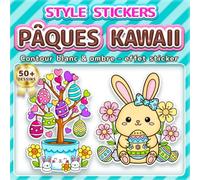 PÂQUES KAWAII: LIVRE DE COLORIAGE : SIMPLE ET FACILE - Plus de 50 dessins style stickers pour enfants, adultes et seniors. Idéal pour la relaxation, ... printemps. Parfait pour le panier de Pâques