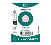 Paquet 100 fiches sous film - bristol ligné non perforé 55x74mm - Rose