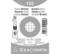 Paquet 100 fiches sous film - bristol quadrillé 5x5 non perforé 74x105mm - Blanc
