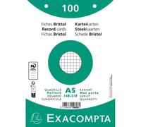 Paquet 100 fiches sous film - bristol quadrillé 5x5 perforé 148x210mm - Blanc