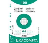 Paquet 100 fiches sous film - bristol quadrillé 5x5 perforé- 210x297mm - Blanc